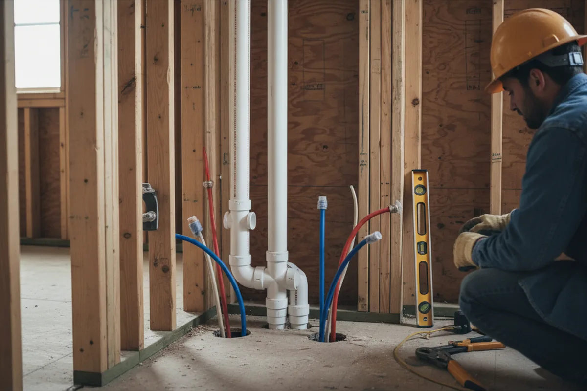 Drain and supply rough-in during Leak Detection in Silver Spring